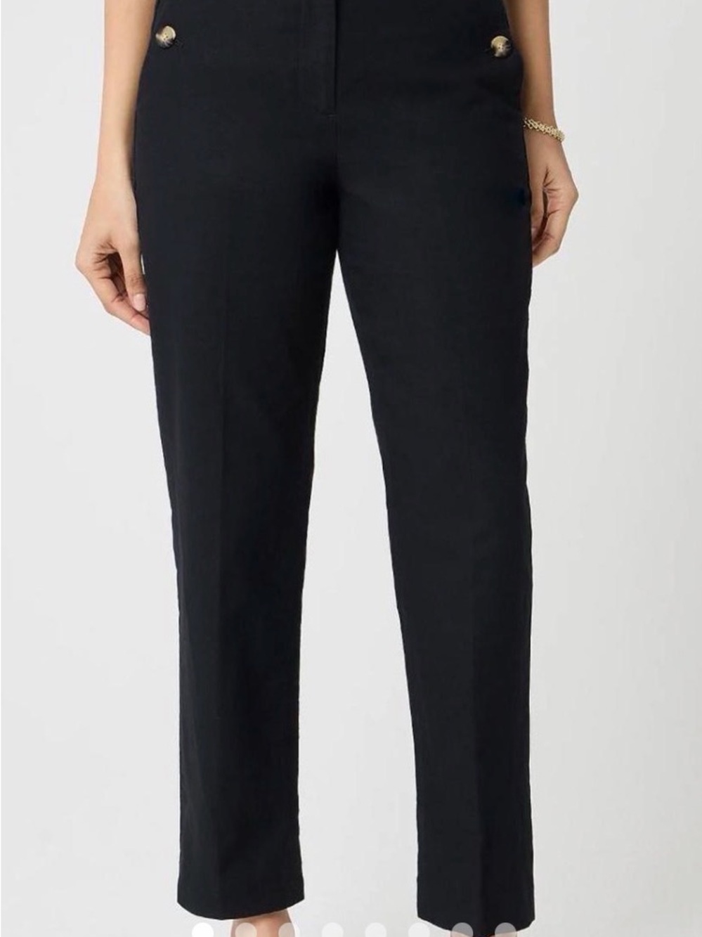 J. Crew Black Linen-cotton blend elastic-back Sailor pant (m6)